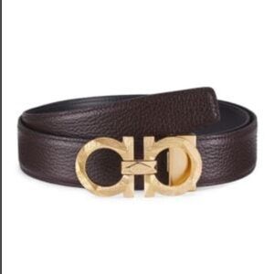 FERRAGAMO

Adjustable & Reversible Goldtone Gancini Belt
38 (32''-38'')
Hickory